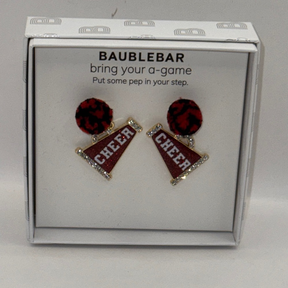 BaubleBar Cheer Megaphone Earrings with Red and Black